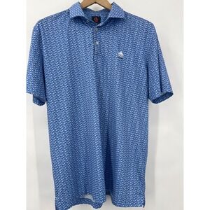 Donald Ross Sport Men's Large All Over Skull Print Golf Shirt Performance Blue